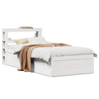 Bed frame with headboard solid pine white 75x190 cm
