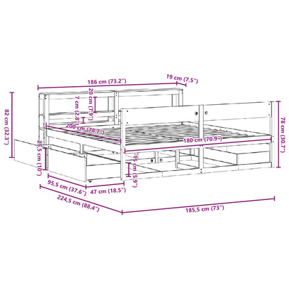 Bedframe zonder matras massief grenenhout wasbruin 180x200 cm
