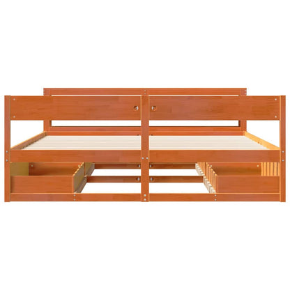 Bedframe zonder matras massief grenenhout wasbruin 180x200 cm