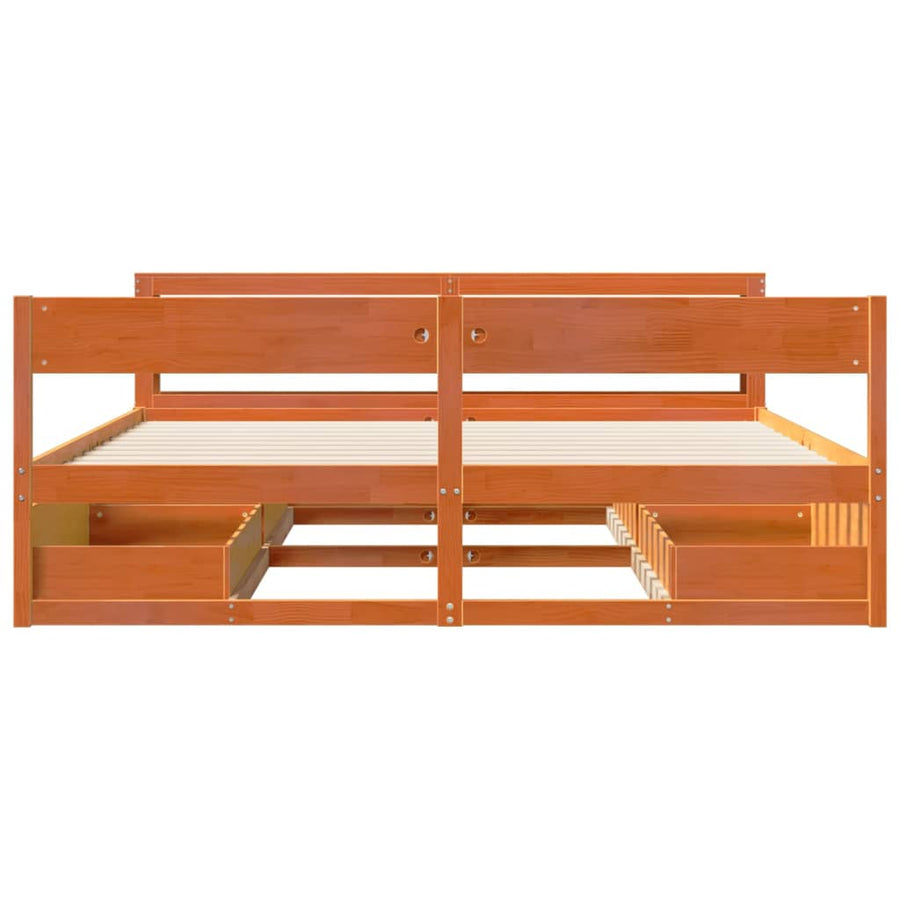 Bedframe zonder matras massief grenenhout wasbruin 180x200 cm