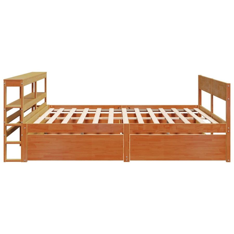 Bedframe zonder matras massief grenenhout wasbruin 180x200 cm