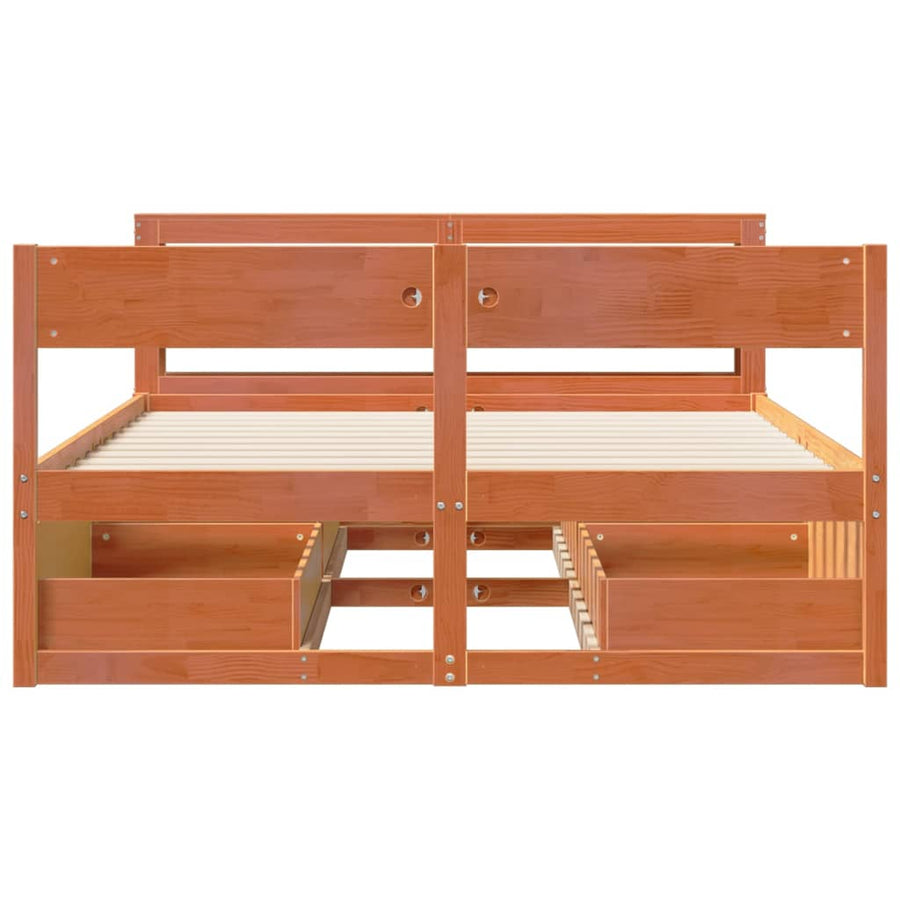 Bedframe zonder matras massief grenenhout wasbruin 160x200 cm