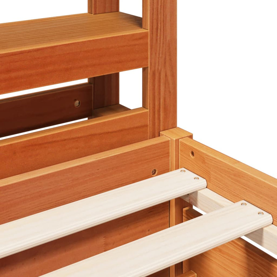 Bedframe zonder matras massief grenenhout wasbruin 160x200 cm