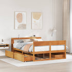 Pine Wood Bed Frame without Mattress Washed Brown 150x200 cm
