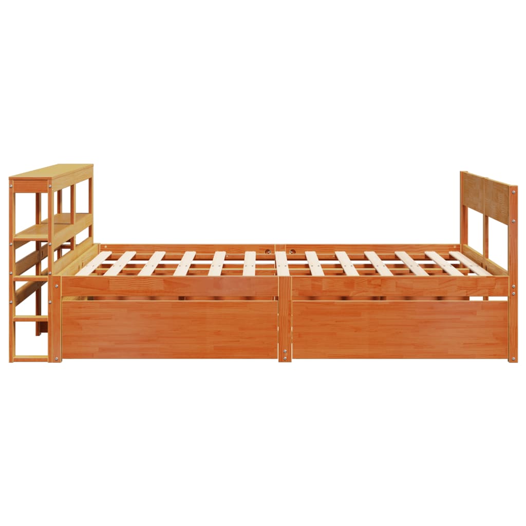 Bedframe zonder matras massief grenenhout wasbruin 140x200 cm