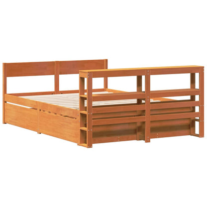 Bedframe zonder matras massief grenenhout wasbruin 140x200 cm