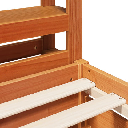 Bedframe zonder matras massief grenenhout wasbruin 140x200 cm