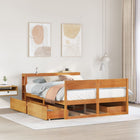 Bed frame without mattress solid pine wash brown 120x200 cm