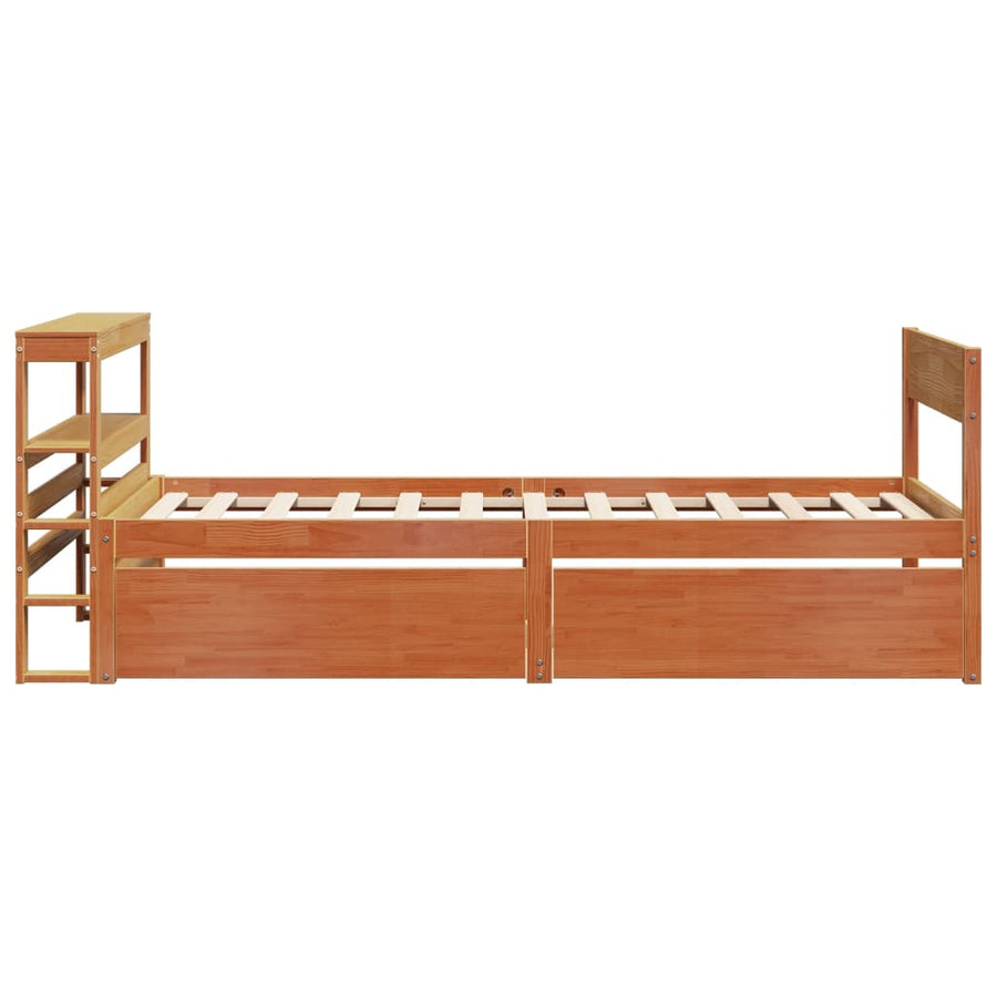 Bedframe zonder matras massief grenenhout wasbruin 100x200 cm