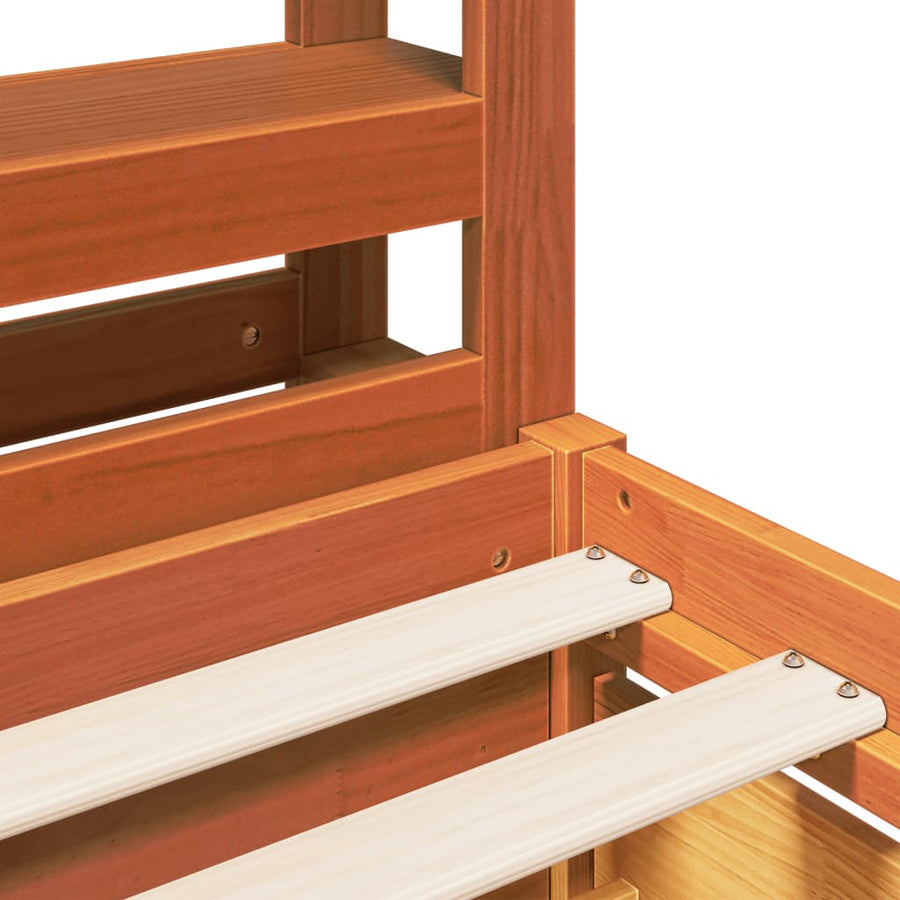 Bedframe zonder matras massief grenenhout wasbruin 100x200 cm