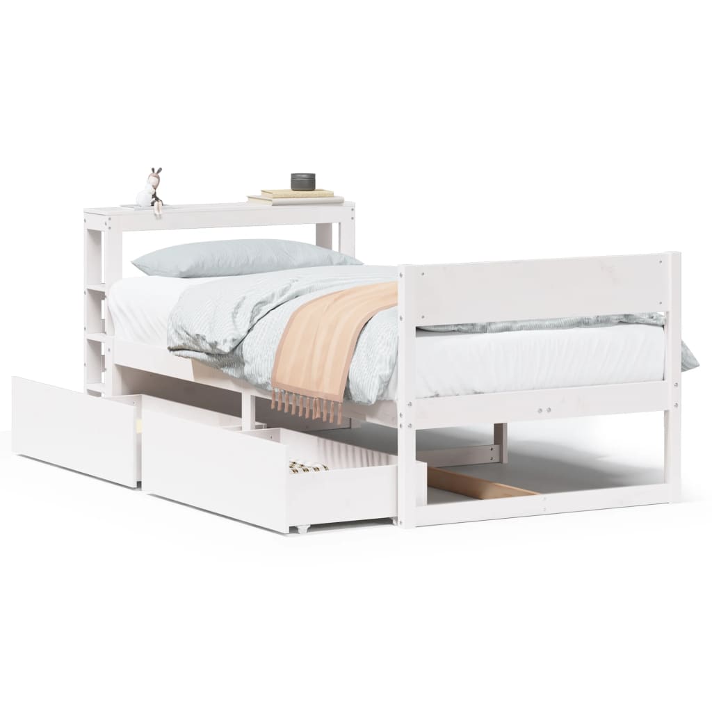 Bedframe Zonder Matras Massief Grenenhout 90 x 200 cm Wit