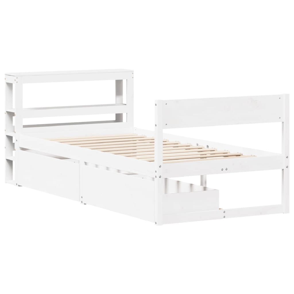 Bedframe Zonder Matras Massief Grenenhout 90 x 200 cm Wit
