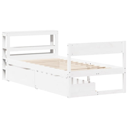 Bedframe Zonder Matras Massief Grenenhout 90 x 200 cm Wit