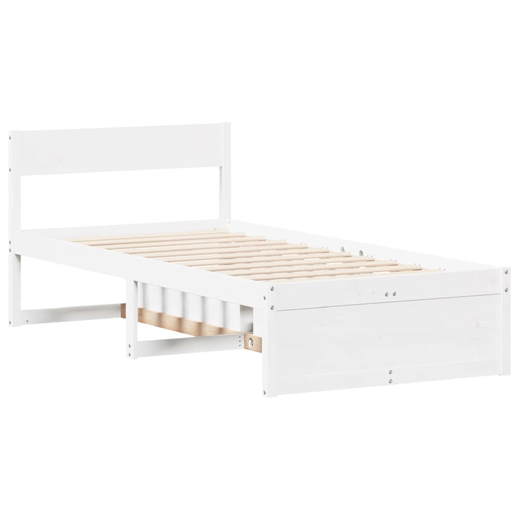 Bedframe Zonder Matras Massief Grenenhout 90 x 200 cm Wit