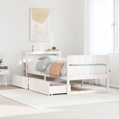Bedframe Zonder Matras Massief Grenenhout 90 x 200 cm Wit