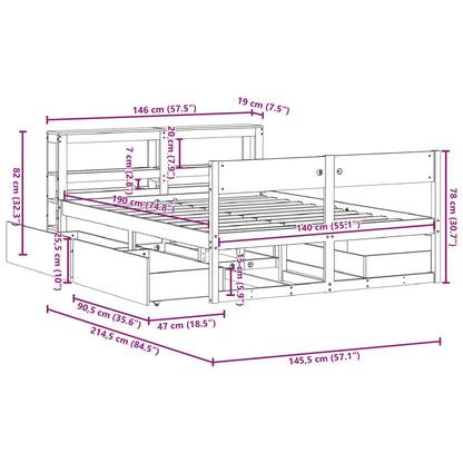 Bed met matras massief grenenhout wasbruin 140x190 cm