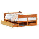 Bed frame without mattress solid pine wax brown 135x190 cm