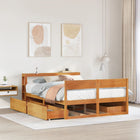 Bed frame without mattress solid pine wax brown 120x190 cm