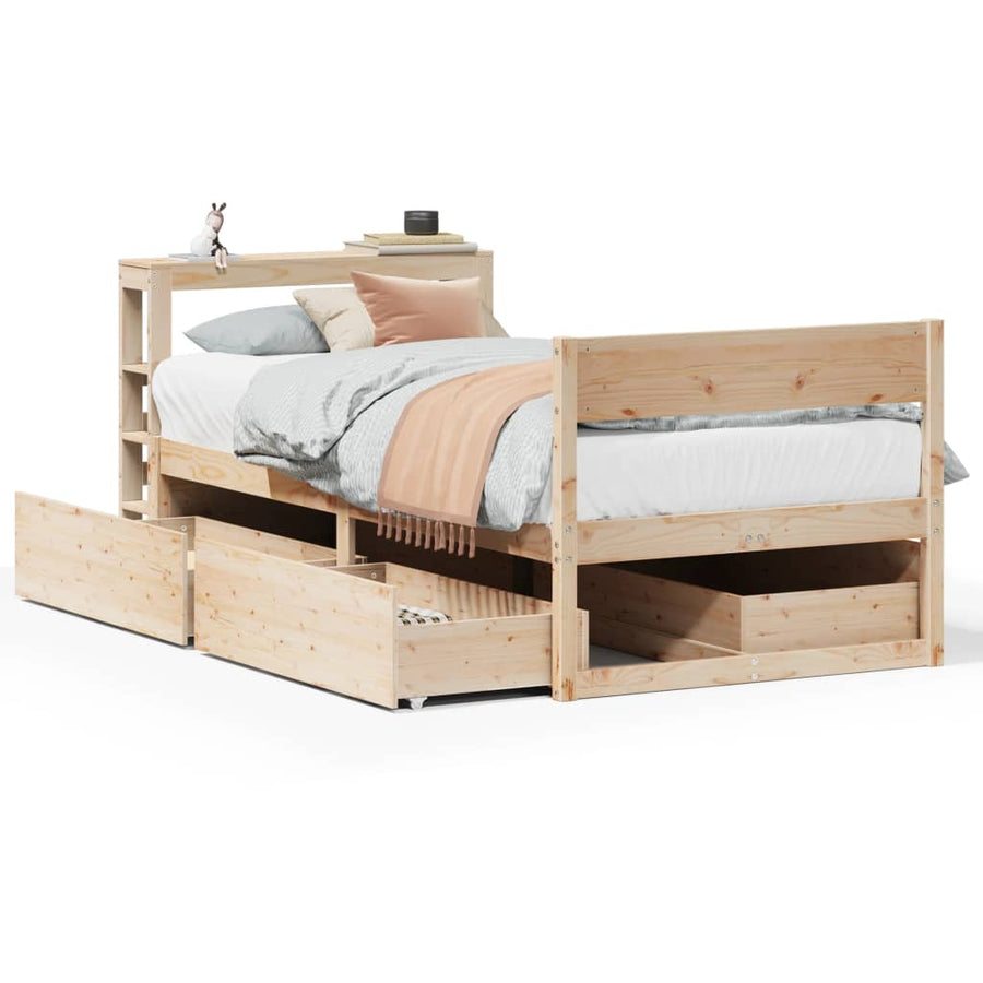 Bedframe zonder matras massief grenenhout 75x190 cm