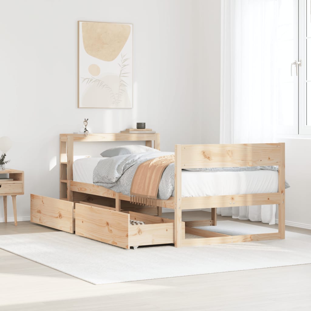 Bedframe zonder matras massief grenenhout 75x190 cm
