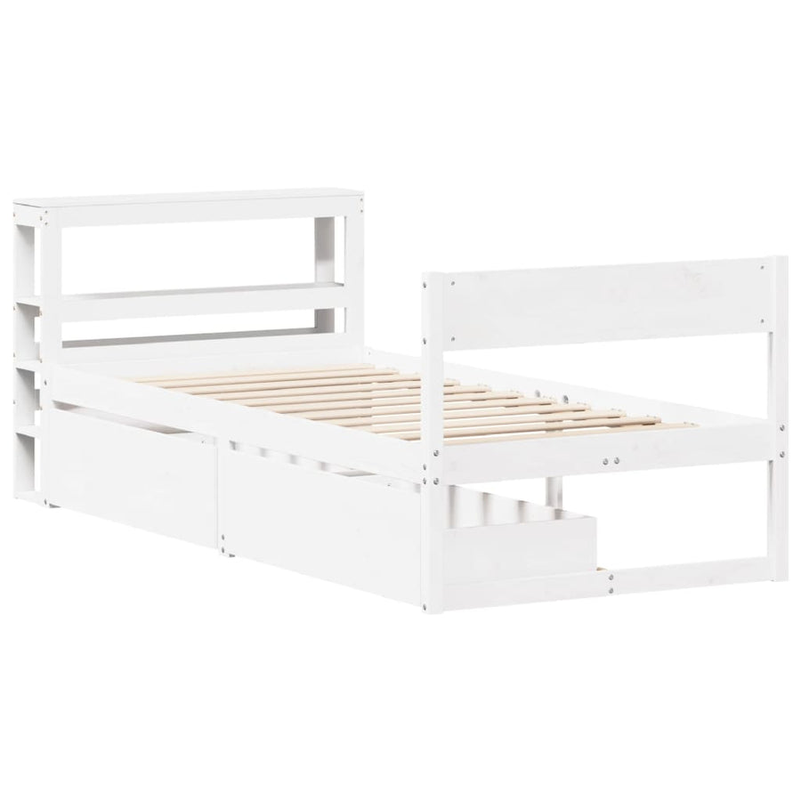 Bedframe zonder matras massief grenenhout wit 75x190 cm