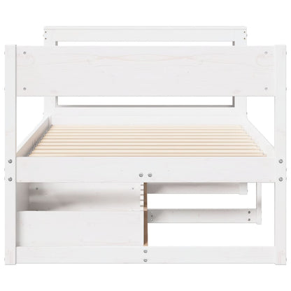 Bedframe zonder matras massief grenenhout wit 75x190 cm