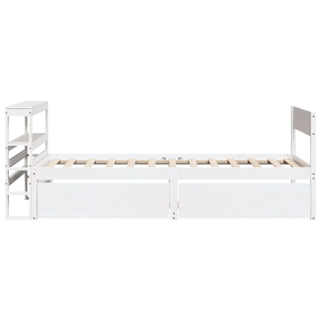 Bedframe zonder matras massief grenenhout wit 75x190 cm