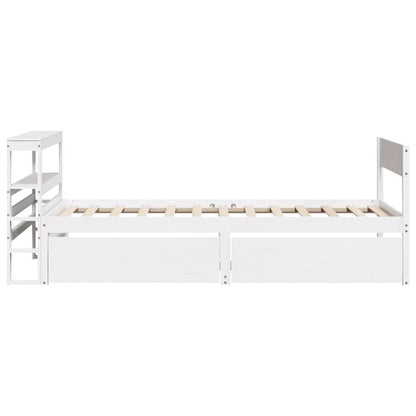 Bedframe zonder matras massief grenenhout wit 75x190 cm