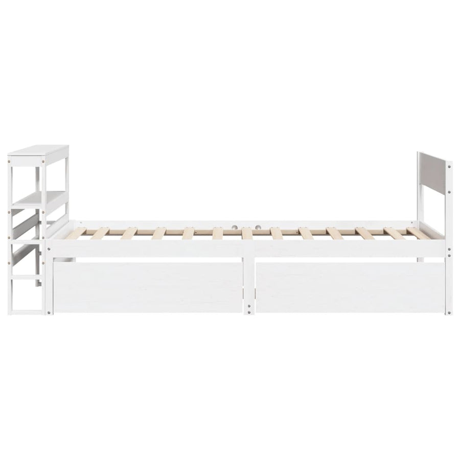 Bedframe zonder matras massief grenenhout wit 75x190 cm