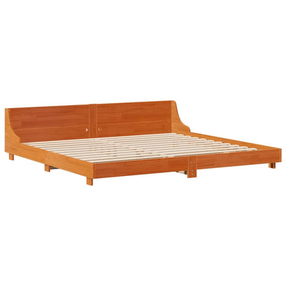 Bedframe zonder matras massief grenenhout wasbruin 200x200 cm