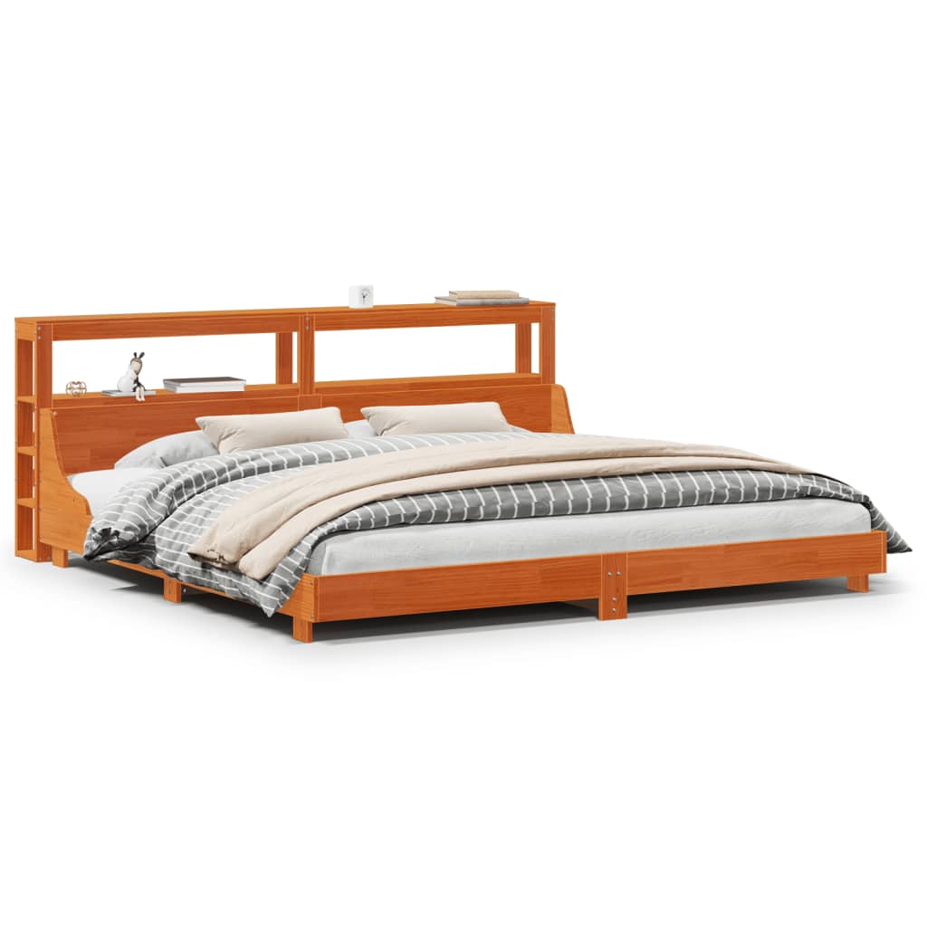 Bedframe zonder matras massief grenenhout wasbruin 180x200 cm