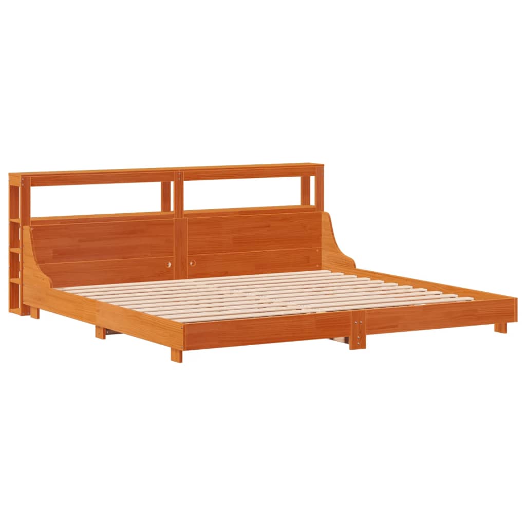 Bedframe zonder matras massief grenenhout wasbruin 180x200 cm