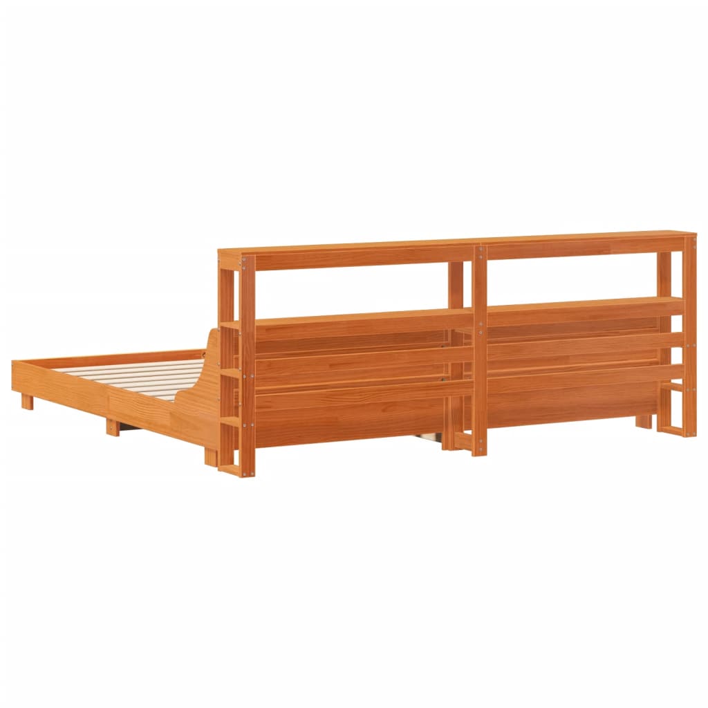 Bedframe zonder matras massief grenenhout wasbruin 180x200 cm