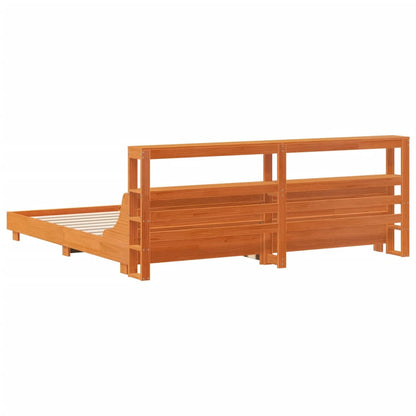 Bedframe zonder matras massief grenenhout wasbruin 180x200 cm