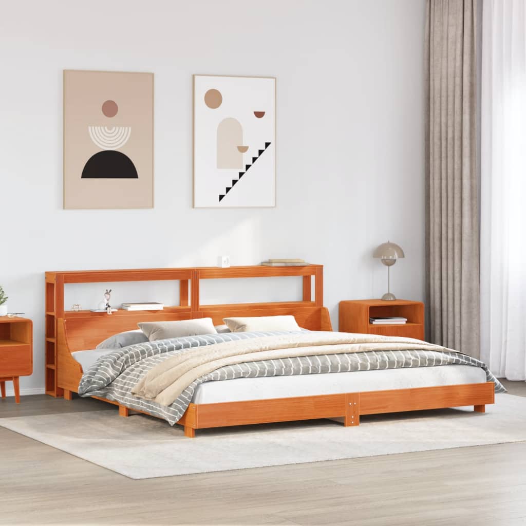 Bedframe zonder matras massief grenenhout wasbruin 180x200 cm