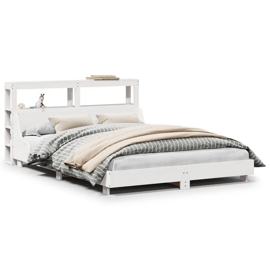 Bedframe zonder matras massief grenenhout wit 150x200 cm