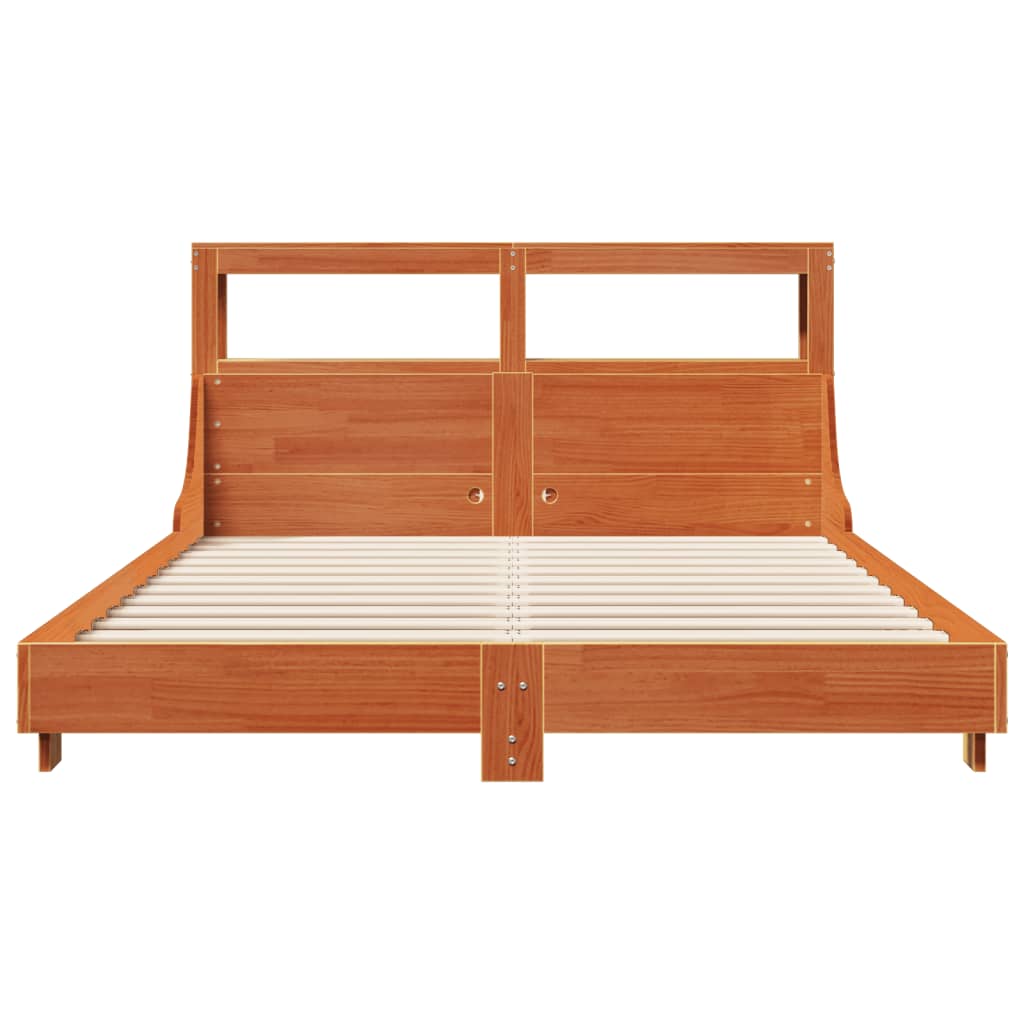 Bedframe zonder matras massief grenenhout wasbruin 150x200 cm