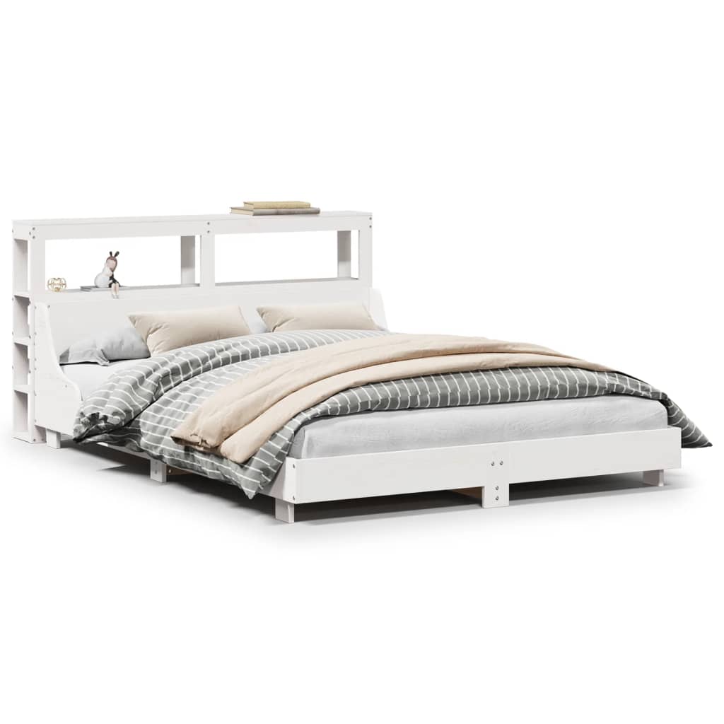 Bedframe zonder matras massief grenenhout wit 120x200 cm