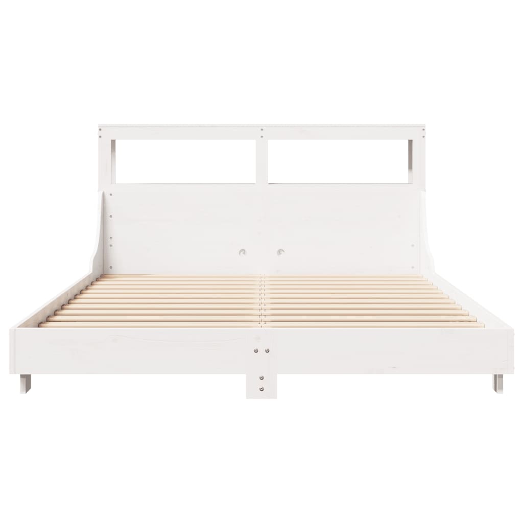 Bedframe zonder matras massief grenenhout wit 120x200 cm