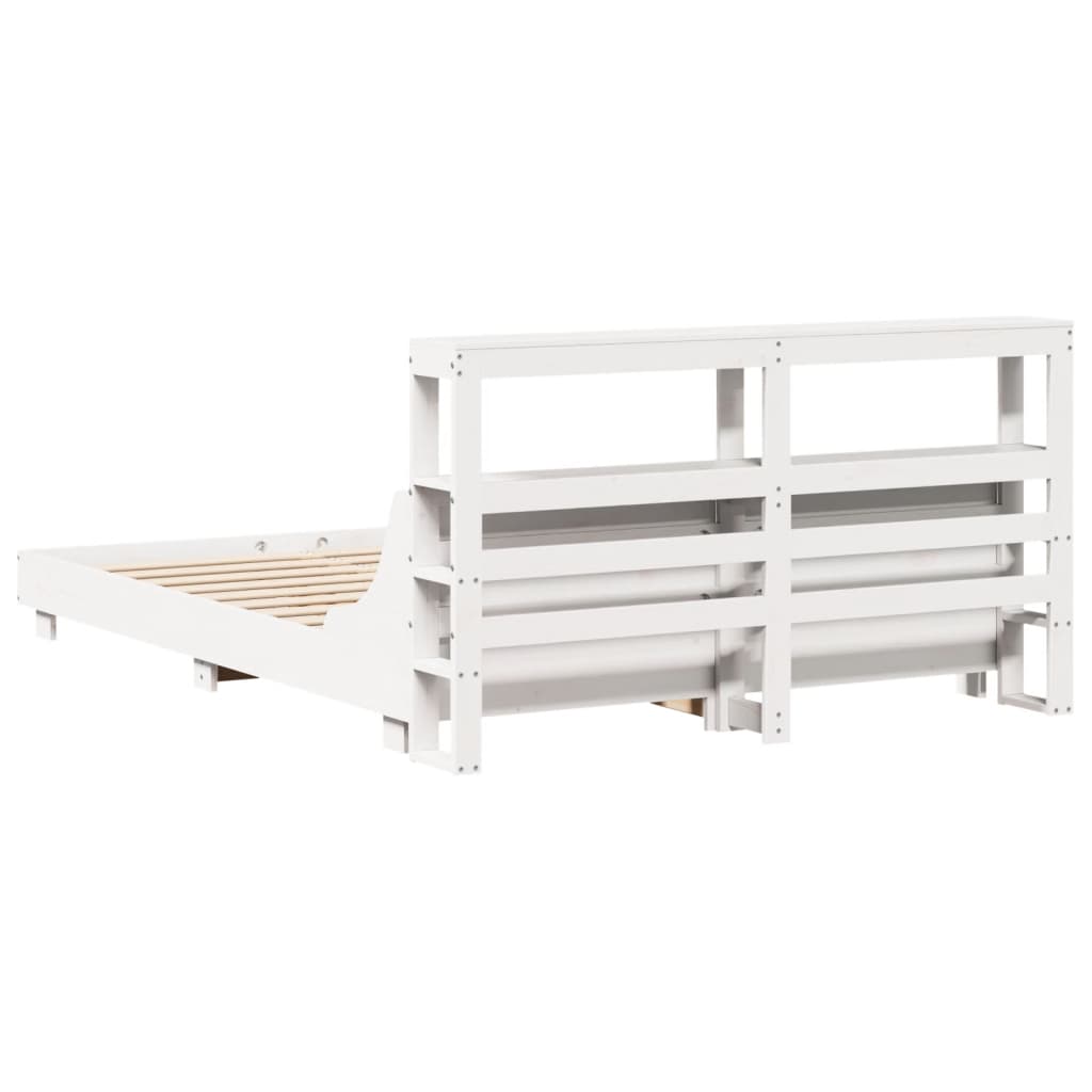 Bedframe zonder matras massief grenenhout wit 120x200 cm