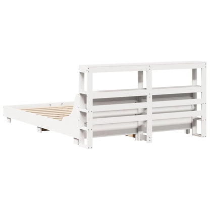 Bedframe zonder matras massief grenenhout wit 120x200 cm
