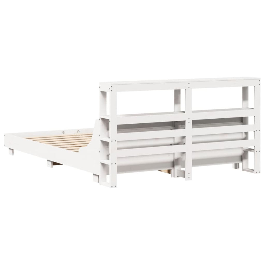 Bedframe zonder matras massief grenenhout wit 120x200 cm