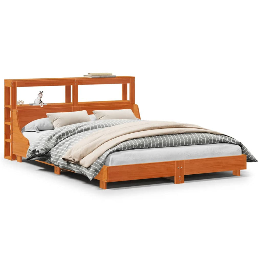 Bedframe zonder matras massief grenenhout wasbruin 120x200 cm