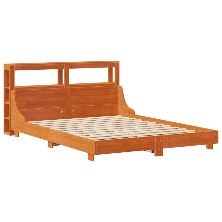 Bedframe zonder matras massief grenenhout wasbruin 120x200 cm