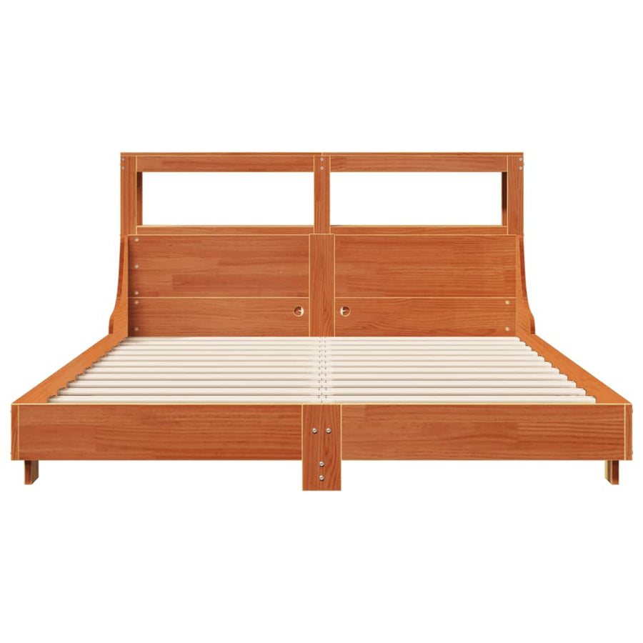 Bedframe zonder matras massief grenenhout wasbruin 120x200 cm