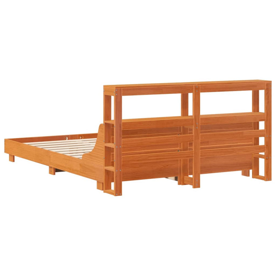 Bedframe zonder matras massief grenenhout wasbruin 120x200 cm