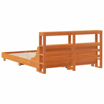 Bed met matras massief grenenhout wasbruin 140x190 cm