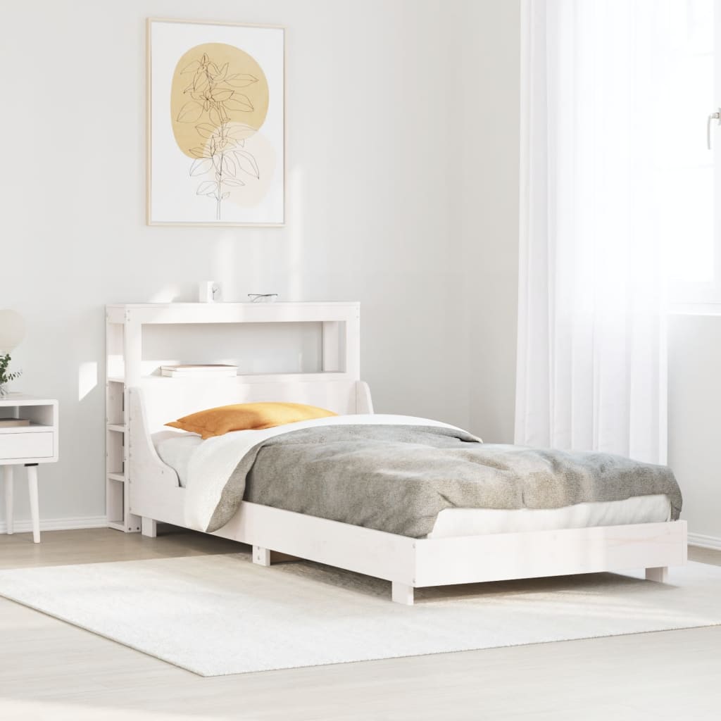 Bedframe Zonder Matras Massief Grenenhout 90 x 190 cm Wit