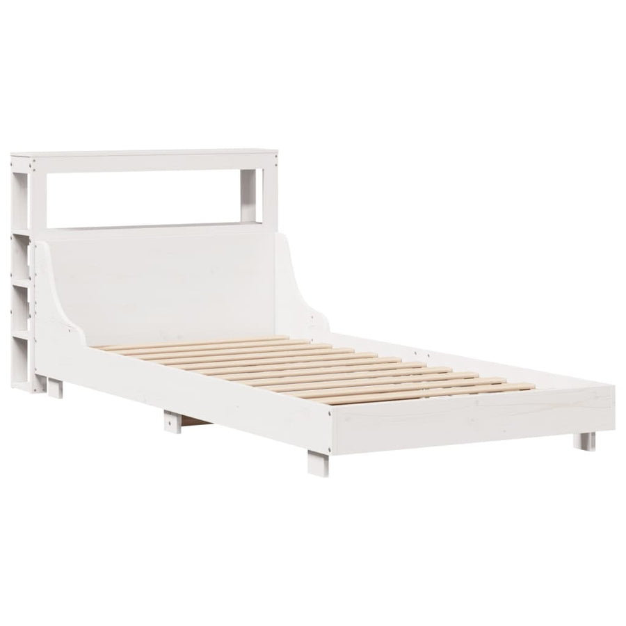 Bedframe zonder matras massief grenenhout wit 75x190 cm