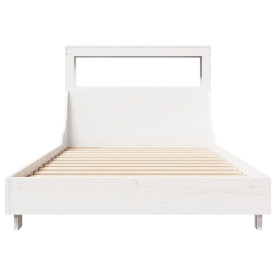Bedframe zonder matras massief grenenhout wit 75x190 cm